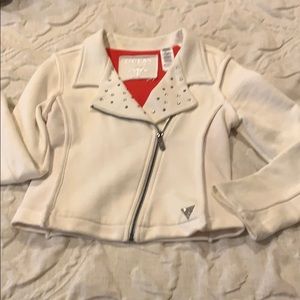 Guess off white girl biker jacket with rhinestone